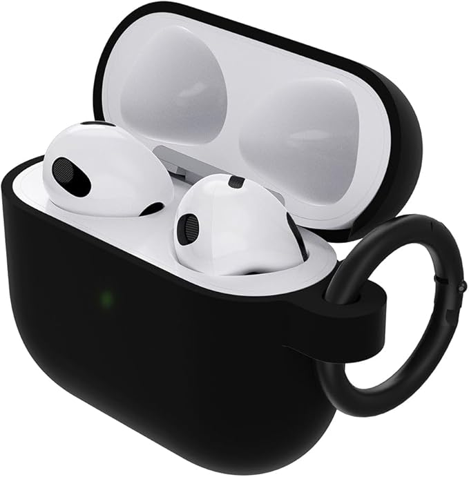 OtterBox Headphone Case for Apple Airpods 3rd Gen - 360° Drop and Scratch Protection, Soft Touch Feel, Wireless Charging Compatible, Carabiner Included, Secure Fit - Black
