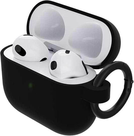 OtterBox Headphone Case for Apple Airpods 3rd Gen - 360° Drop and Scratch Protection, Soft Touch Feel, Wireless Charging Compatible, Carabiner Included, Secure Fit - Black