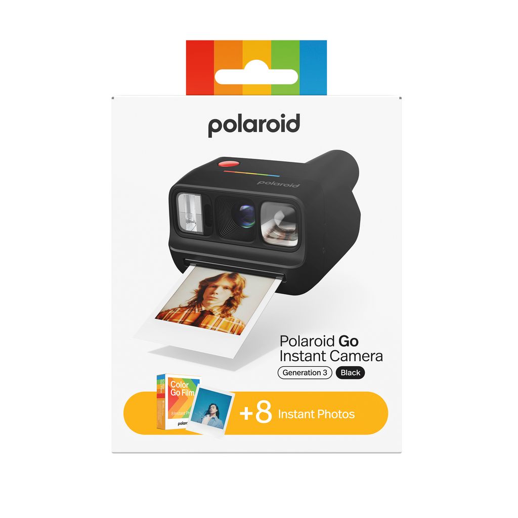 Polaroid Go Gen 3 Instant Camera Bundle | World's Smallest Analog Camera + 8 Color Films, Selfie Mirror, Self-Timer, Double Exposure, Powerful Flash, USB-C Rechargeable, for Kids & Adults, Black
