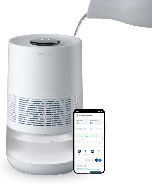 BLUEAIR InvisibleMist H35i Air Humidifier| 360° Design, Touchscreen Interface, Air and Water Purifier up to 48Hrs, Smart Filter Monitoring, for Home/Office Use, Up to 500 sqf Room size - White