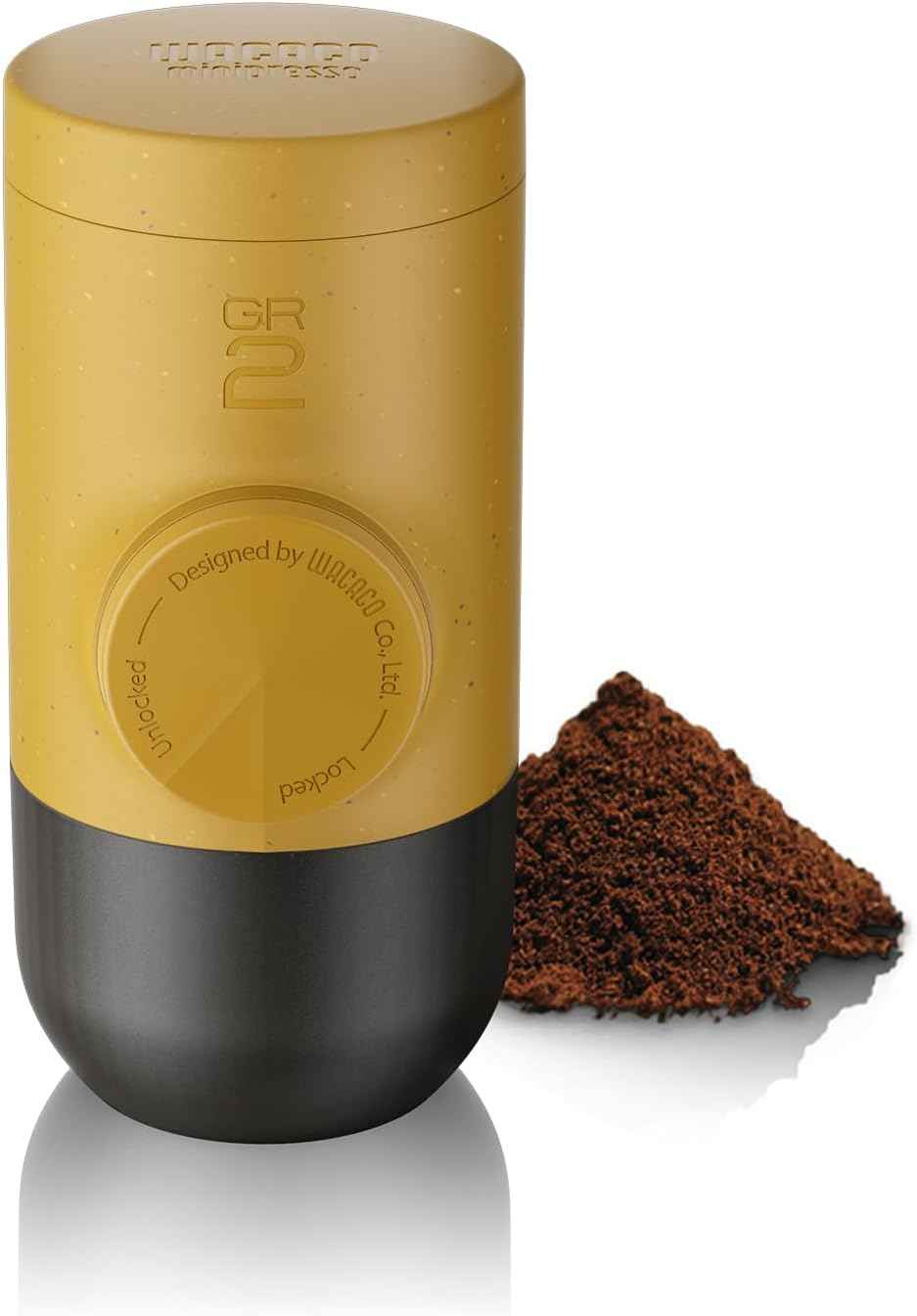 Wacaco MINIPRESSO GR2 - Portable Espresso Machine for Ground Coffee, Eco-Friendly, Made Using Biomass, 18 Bar Powerful Extraction, Ultra Light Weight, Integrated Water Tank System