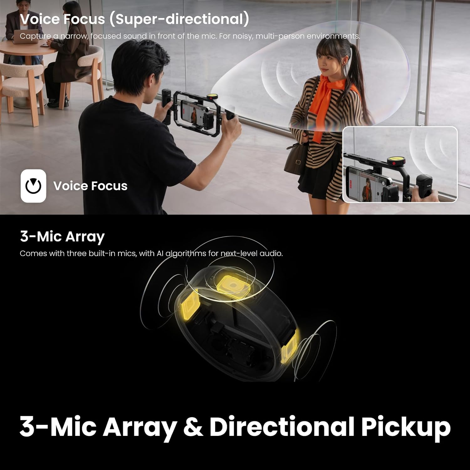 Insta360 Mic Pro Transmitter| AI Powered Wireless Microphone