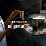 Wacaco MINIPRESSO GR2 - Portable Espresso Machine for Ground Coffee, Eco-Friendly, Made Using Biomass, 18 Bar Powerful Extraction, Ultra Light Weight, Integrated Water Tank System