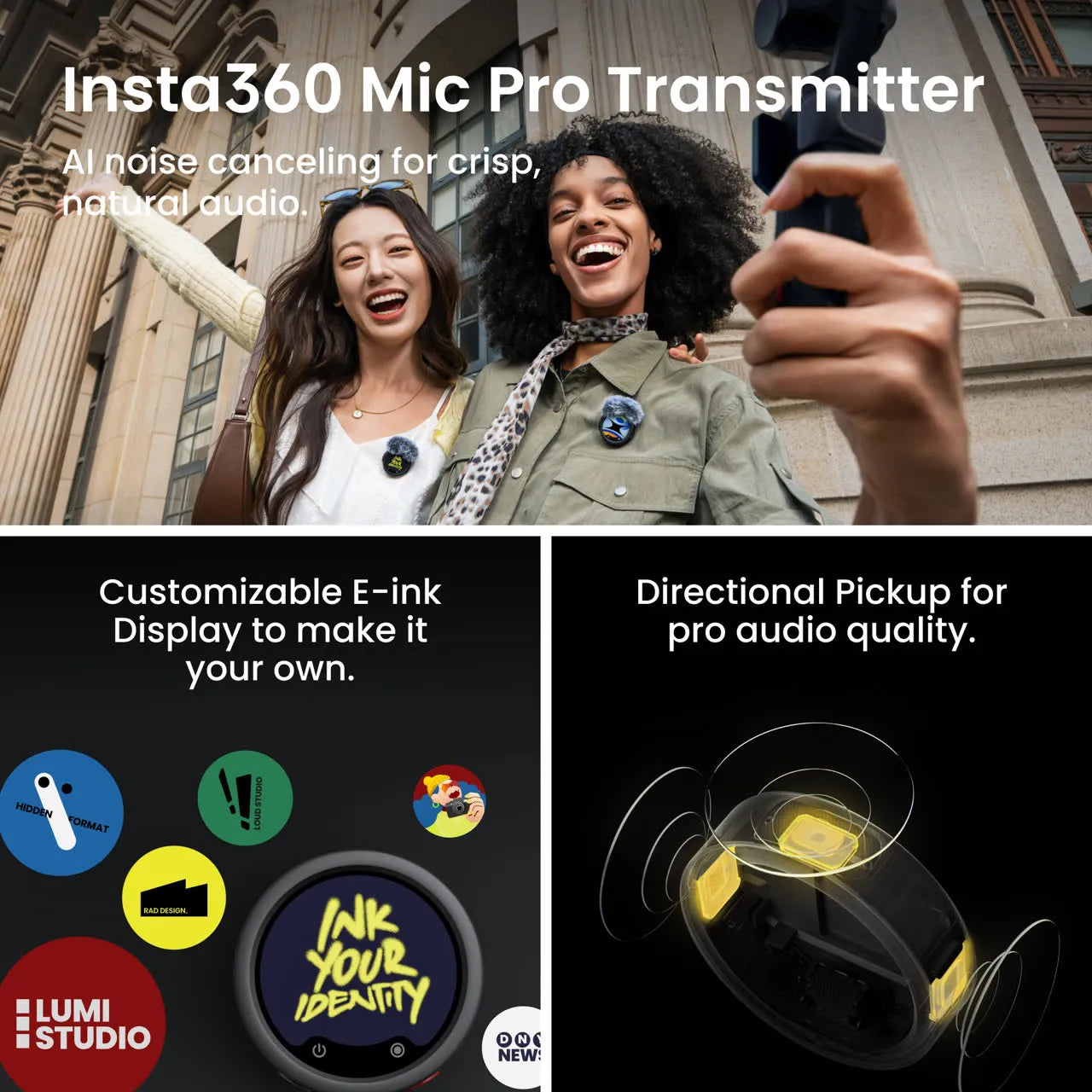Insta360 Luna Ultra Creator Bundle| 8K Pocket Size Gimbal Camera w/ Dual Leica Lens System, Standard Kit + Battery Handle + Mic Pro Tx + Wide-Angle Lens + Carry Case, For Content Creators, Black