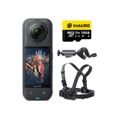 [OPEN BOX]_Insta360 X5 Cycling Bundle|X5 Camera + Handlebar Mount + Mount Extension + Chest Strap + 128GB Micro SD Card + Adapters + Screws + Anti-Slip Rings, for Cyclists, Riders, Bikers - Black