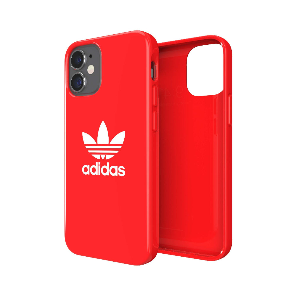 Adidas SNAP Apple iPhone 12 Mini Trefoil Case - Back cover w/ Trefoil Design, Scratch & Drop Protection w/ TPU Bumper, Wireless Charging Compatible - Scarlet