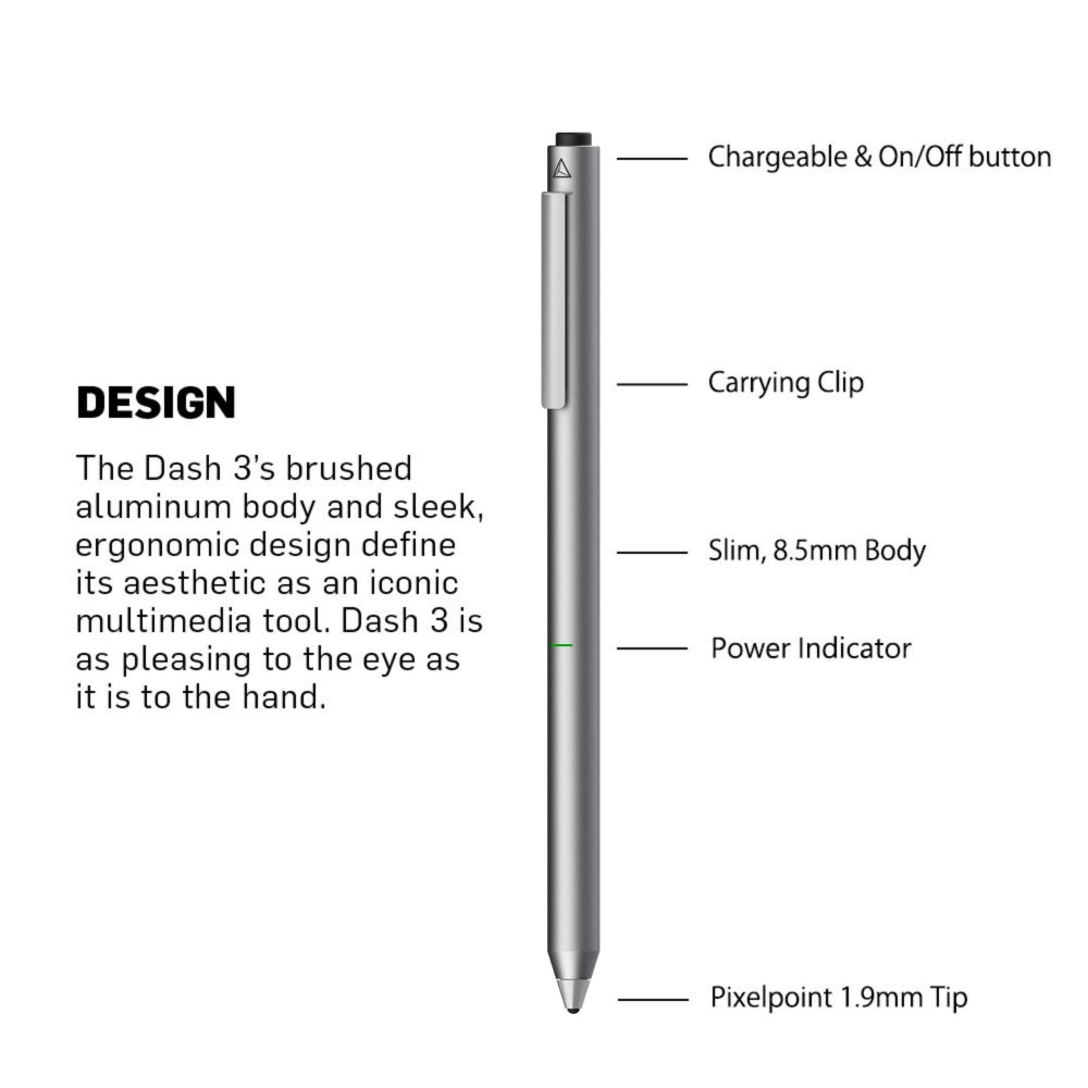Adonit - Dash 3 Fine Point Precision Stylus Silver