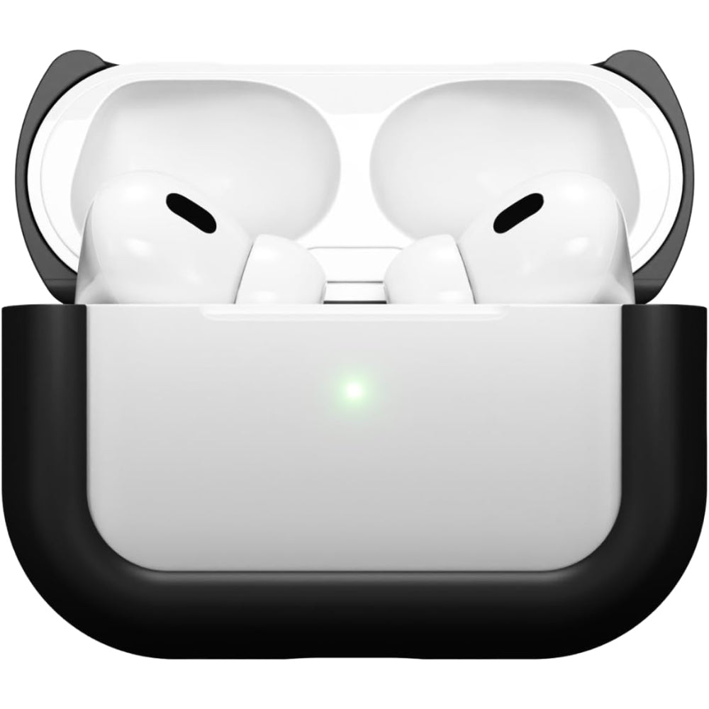 Arc Pulse Compatible with AirPods Pro Case (2024), Minimalist Protective Shock Absorption Aluminum Shells + Elastomer Inlays, Slide-On Fit Charging Case Cover - Matte Black