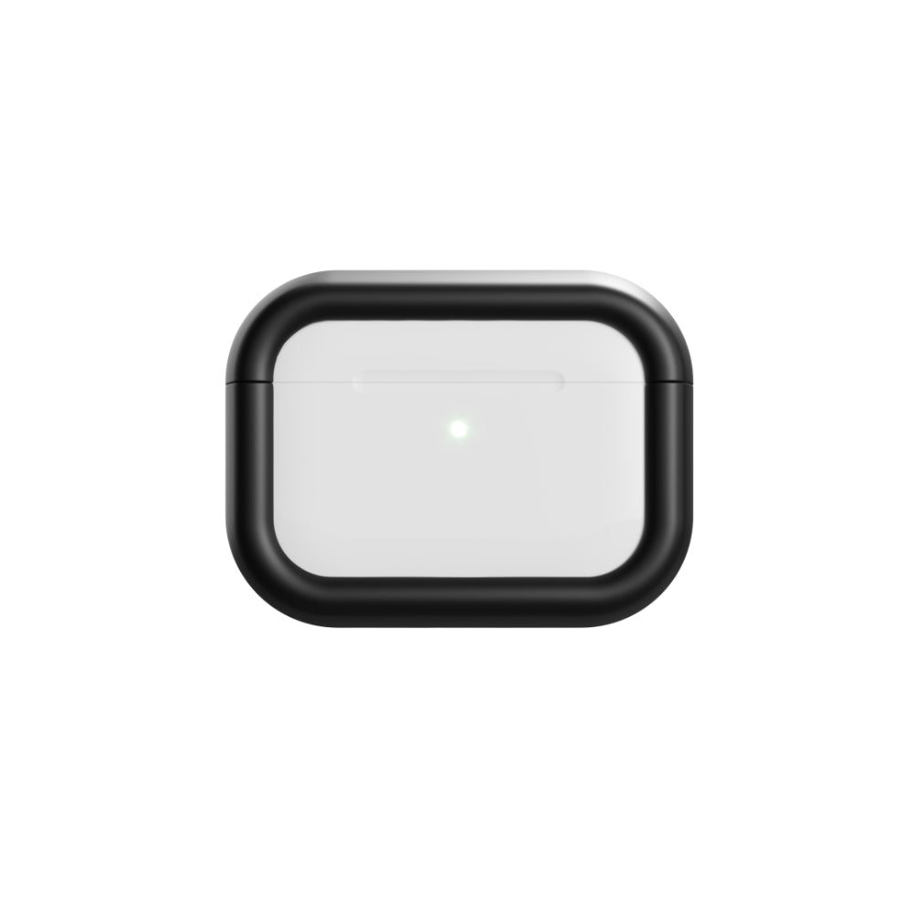 Arc Pulse Compatible with AirPods Pro Case (2024), Minimalist Protective Shock Absorption Aluminum Shells + Elastomer Inlays, Slide-On Fit Charging Case Cover - Matte Black