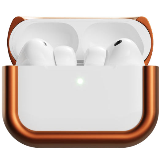 Arc Pulse Compatible with AirPods Pro Case (2024), Minimalist Protective Shock Absorption Aluminum Shells + Elastomer Inlays, Slide-On Fit Charging Case Cover -Matte Orange