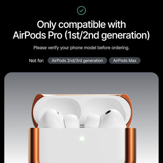 Arc Pulse Compatible with AirPods Pro Case (2024), Minimalist Protective Shock Absorption Aluminum Shells + Elastomer Inlays, Slide-On Fit Charging Case Cover -Matte Orange