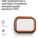 Arc Pulse Compatible with AirPods Pro Case (2024), Minimalist Protective Shock Absorption Aluminum Shells + Elastomer Inlays, Slide-On Fit Charging Case Cover -Matte Orange