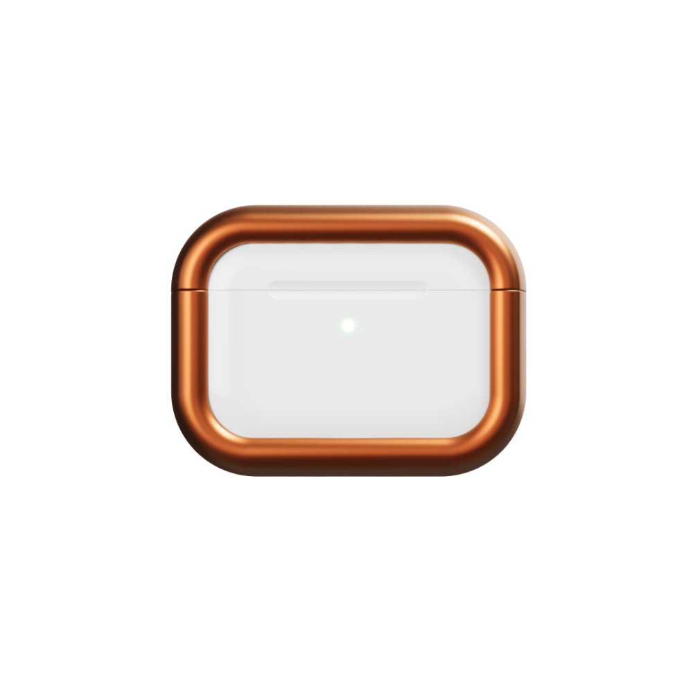 Arc Pulse Compatible with AirPods Pro Case (2024), Minimalist Protective Shock Absorption Aluminum Shells + Elastomer Inlays, Slide-On Fit Charging Case Cover -Matte Orange