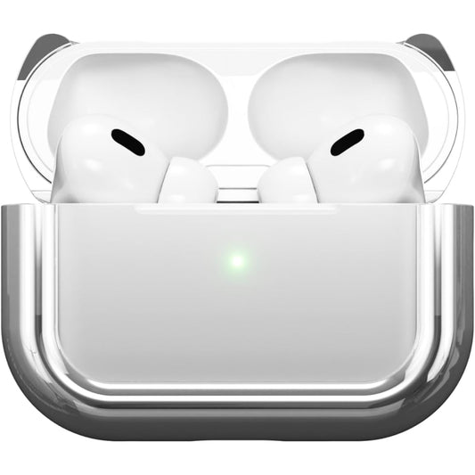 Arc Pulse Compatible with AirPods Pro Case (2024), Minimalist Protective Shock Absorption Aluminum Shells + Elastomer Inlays, Slide-On Fit Charging Case Cover - Silver