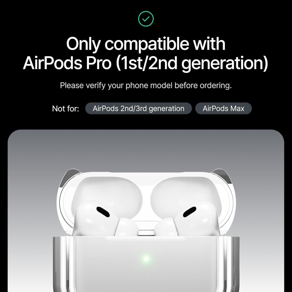 Arc Pulse Compatible with AirPods Pro Case (2024), Minimalist Protective Shock Absorption Aluminum Shells + Elastomer Inlays, Slide-On Fit Charging Case Cover - Silver