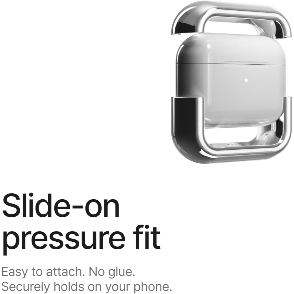 Arc Pulse Compatible with AirPods Pro Case (2024), Minimalist Protective Shock Absorption Aluminum Shells + Elastomer Inlays, Slide-On Fit Charging Case Cover - Silver