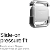 Arc Pulse Compatible with AirPods Pro Case (2024), Minimalist Protective Shock Absorption Aluminum Shells + Elastomer Inlays, Slide-On Fit Charging Case Cover - Silver