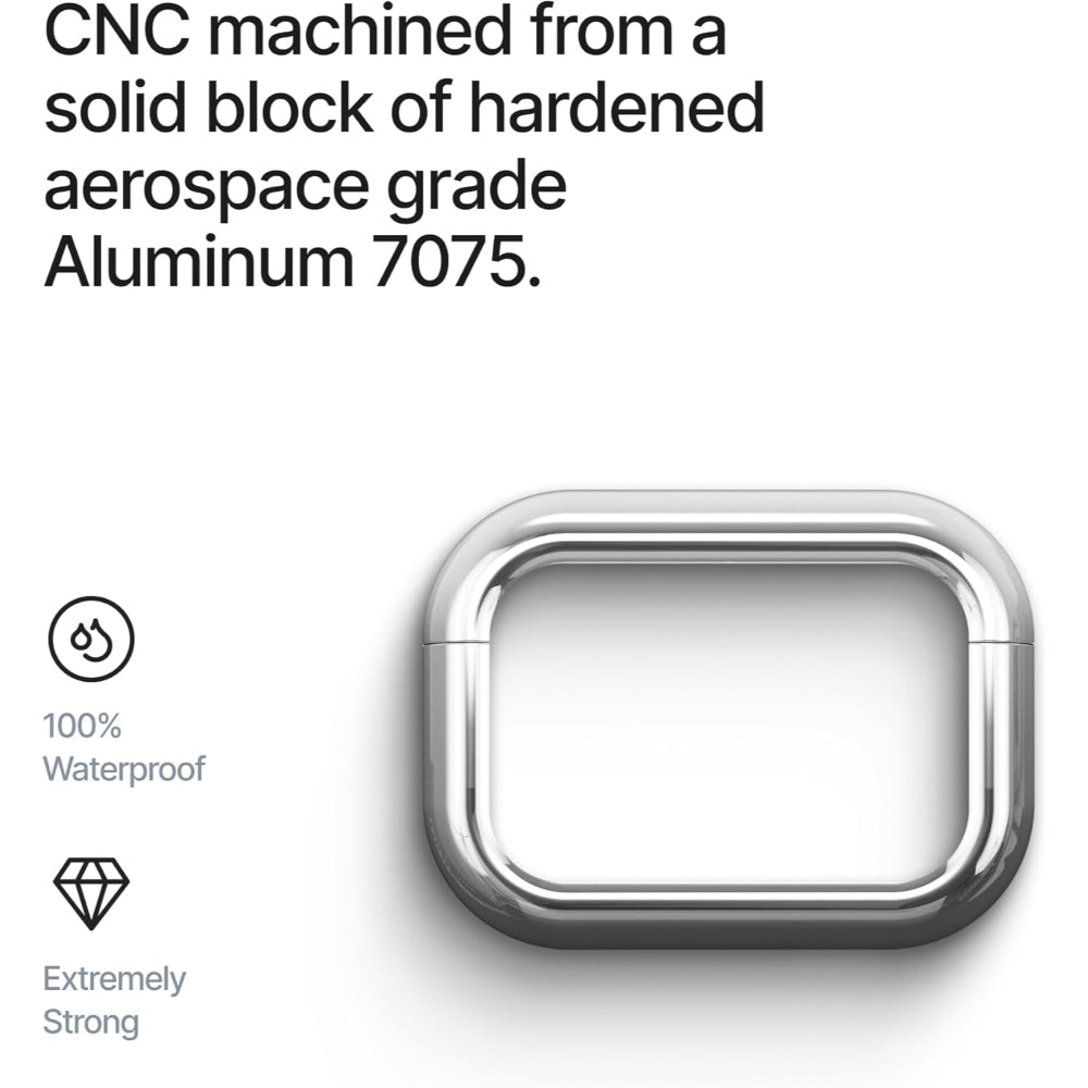 Arc Pulse Compatible with AirPods Pro Case (2024), Minimalist Protective Shock Absorption Aluminum Shells + Elastomer Inlays, Slide-On Fit Charging Case Cover - Silver