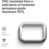 Arc Pulse Compatible with AirPods Pro Case (2024), Minimalist Protective Shock Absorption Aluminum Shells + Elastomer Inlays, Slide-On Fit Charging Case Cover - Silver