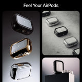 Arc Pulse Compatible with AirPods Pro Case (2024), Minimalist Protective Shock Absorption Aluminum Shells + Elastomer Inlays, Slide-On Fit Charging Case Cover - Silver