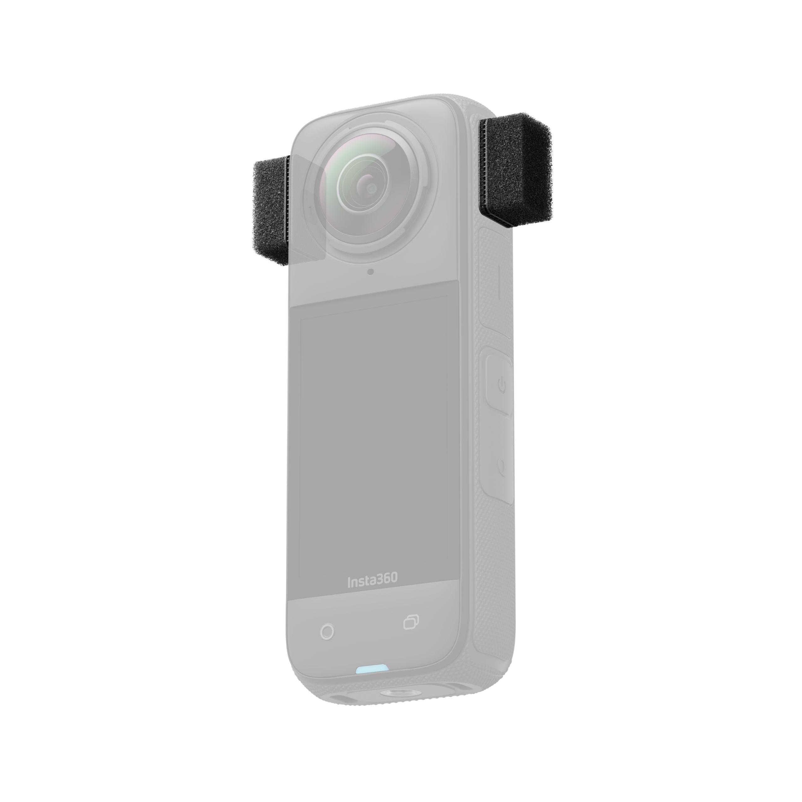 Insta360 X4 Mic Wind Muff attached to camera microphones