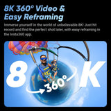 Insta360 X4 Adventure Bundle - 8K Waterproof 360 Action Camera, 4K Wide-Angle Video, 135 Min Battery Life, AI Editing, 114cm Invisible Selfie Stick+ 256GB Memory Card+ Extra Battery Pack - Bundle