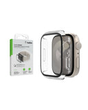 Belkin ScreenForce Apple Watch Screen Protector + Bumper (45mm)| Full 360 Protection, Tempered Curved Glass, AntiBacterial, for Apple Watch Series 8/7/6/5/4/SE - Transparent