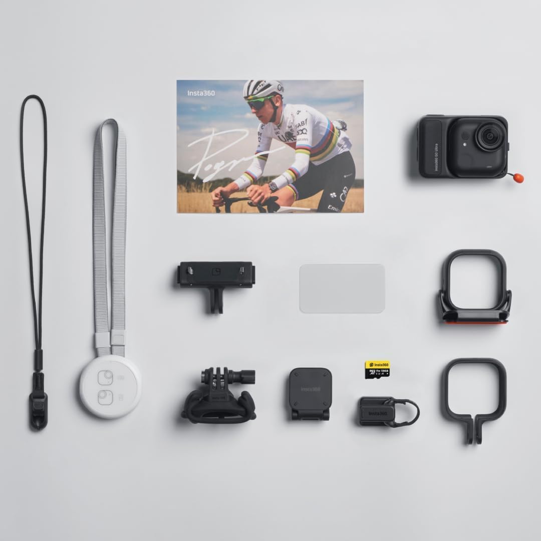 Insta360 GO Ultra Premium Cycling Bundle Midnight Black - Tiny 4K Cam, Lightweight & Portable, Low Light Excellence, Mount Anywhere, FlowState Stabilization, 200 Min Battery Life
