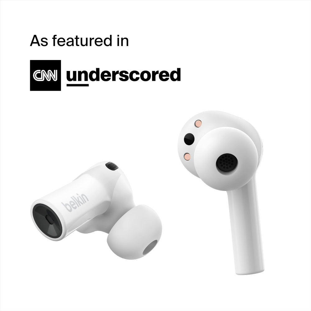 Belkin FREEDOM True Wireless Earbuds - Bluetooth Earphone Works w/ Apple Find My, 36 Hrs  Battery Life, Powerful Bass, Advanced Noise Reduction, for iPhone 12/11 Pro/XS Max/Samsung/Huawei - White