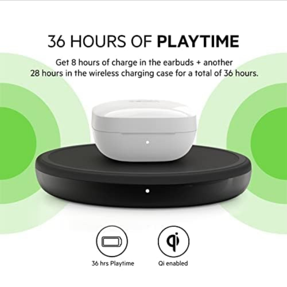 Belkin FREEDOM True Wireless Earbuds - Bluetooth Earphone Works w/ Apple Find My, 36 Hrs  Battery Life, Powerful Bass, Advanced Noise Reduction, for iPhone 12/11 Pro/XS Max/Samsung/Huawei - White