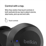 Belkin SoundForm Bolt True Wireless Earphones| Bluetooth 5.2 Earbuds, 28Hrs Playtime, 2 Mics, Clear Calls, IPX4 rating, Portable, Stereo HiFi Sound, Tap Control, for Apple/Android OS - Black