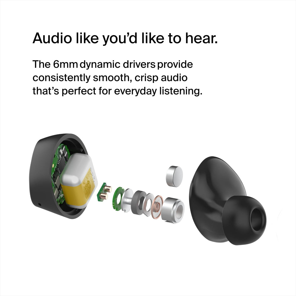 Belkin SoundForm Bolt True Wireless Earphones| Bluetooth 5.2 Earbuds, 28Hrs Playtime, 2 Mics, Clear Calls, IPX4 rating, Portable, Stereo HiFi Sound, Tap Control, for Apple/Android OS - Black