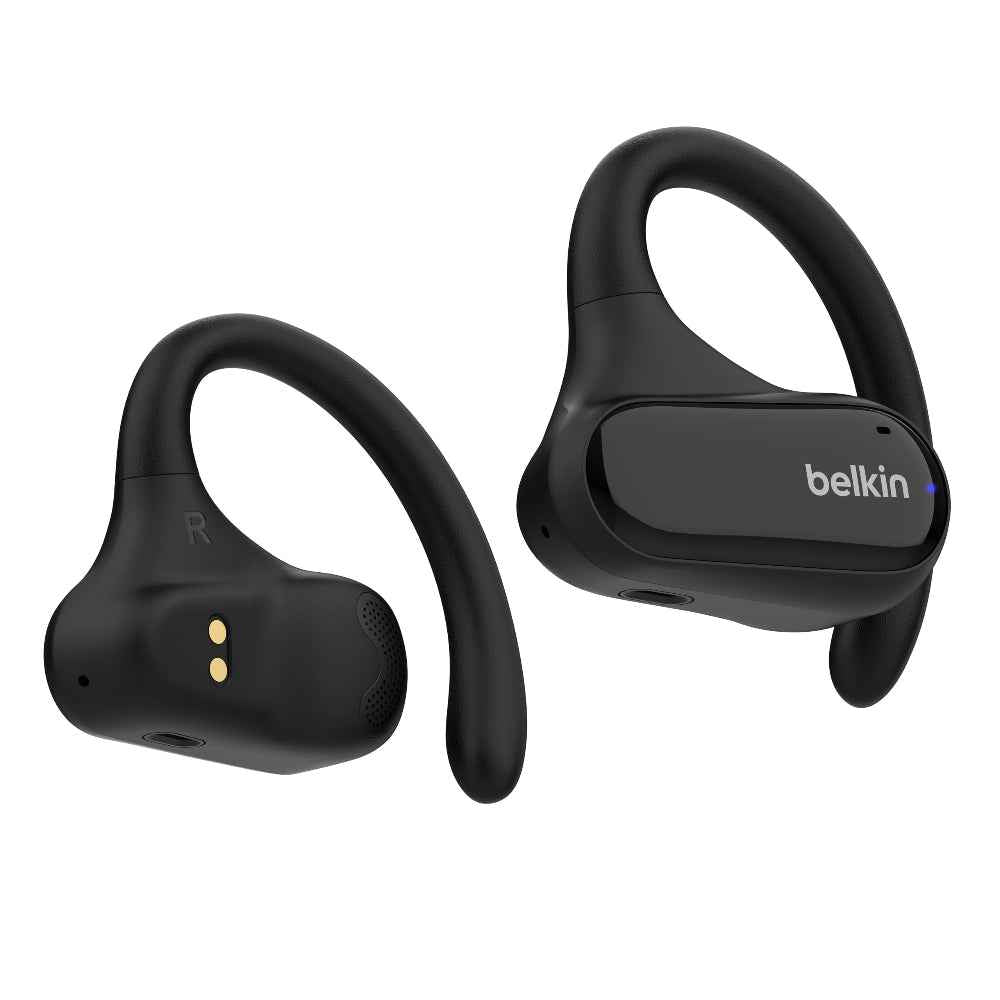 BELKIN SoundForm ClearFit Open-Ear Wireless Earbuds| Bluetooth Headphones w/ Sound Awareness, for Sports, Outdoor Activities, WorkOuts, Clear Calls and Music, for iOS & Android - Black