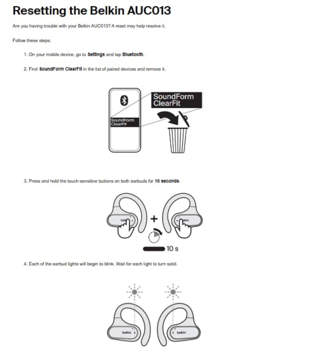 BELKIN SoundForm ClearFit Open-Ear Wireless Earbuds| Bluetooth Headphones w/ Sound Awareness, for Sports, Outdoor Activities, WorkOuts, Clear Calls and Music, for iOS & Android - Black