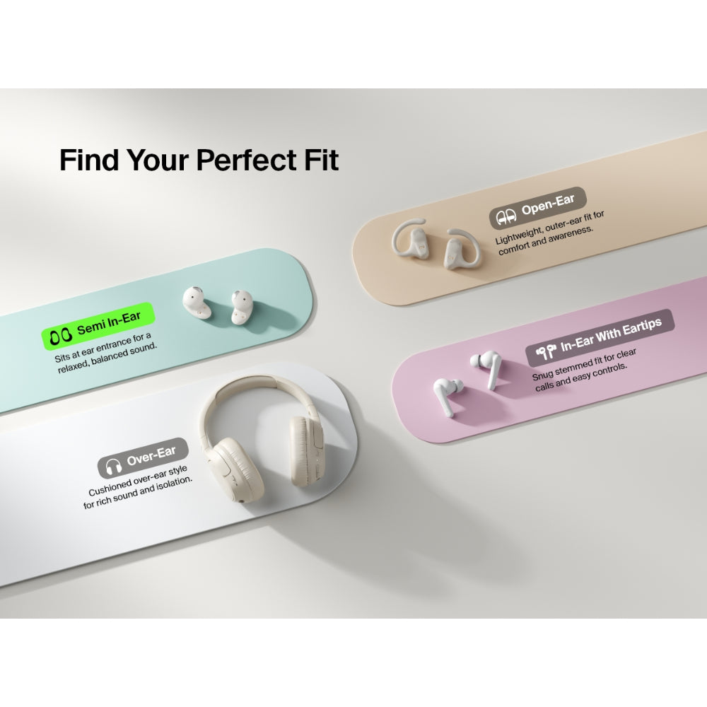 Belkin SoundForm Anywhere Wireless Earbuds, Bluetooth Earphones with Long-Lasting Comfort, IPX4 Waterproof Lightweight Earbuds for iPhone, iPad, Tablet, Laptop, Biking, Running & More - Cream