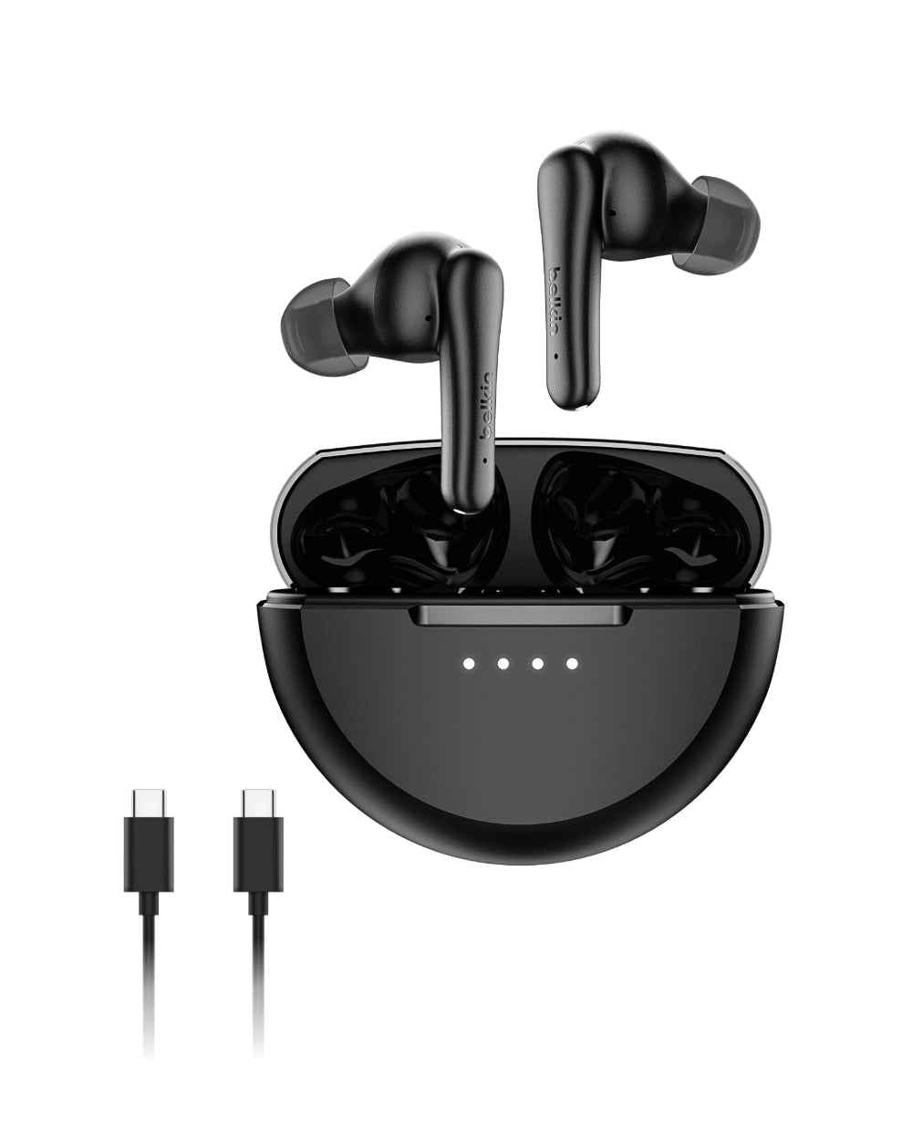 Belkin SoundForm Rhythm ANC Noise-Cancelling Earbuds| 8Hrs Playtime + 20Hrs w/ Charging Case, Clear Calls & Deep Bass, Lightweight Design & Water Resistant, Black