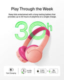 Belkin SoundForm Mini Wireless Kids Headphones, 85dB Volume Limit, Bluetooth, Built-In Microphone, 30-Hour Battery Life, USB-C Charging, Pink