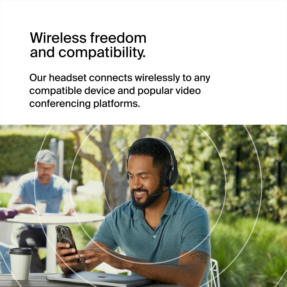 Belkin SoundForm Adapt Wireless Over-Ear Bluetooth Headset| 65Hrs Playtime, On-Board Controls, Flip-to-Mute Boom Mic, Stylish w/ Great Sound, USB-C port Fast Charging, Wired or Wireless Use - Black