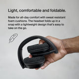 Belkin SoundForm Adapt Wireless Over-Ear Bluetooth Headset| 65Hrs Playtime, On-Board Controls, Flip-to-Mute Boom Mic, Stylish w/ Great Sound, USB-C port Fast Charging, Wired or Wireless Use - Black