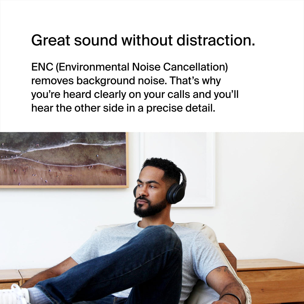 Belkin SoundForm Adapt Wireless Over-Ear Bluetooth Headset| 65Hrs Playtime, On-Board Controls, Flip-to-Mute Boom Mic, Stylish w/ Great Sound, USB-C port Fast Charging, Wired or Wireless Use - Black