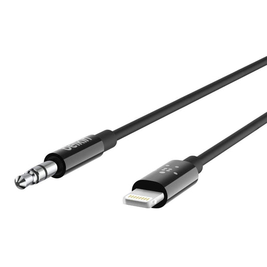 Belkin 6 ft/1.8 m 3.5 mm Audio Cable with Lightning Connector - MFi-Certified Lightning to Aux Cable for iPhone 13, 13 Pro, 13 Pro Max, 13 mini, 12, 12 Pro, 12 Pro Max, 12 mini, Black