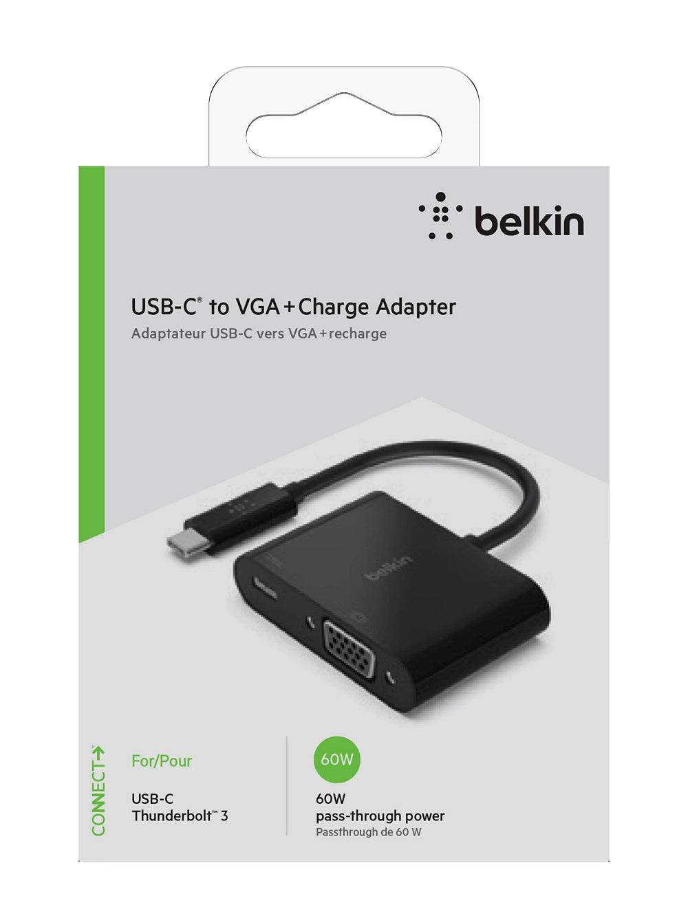 محول طاقة بيلكين USB-C إلى VGA بقدرة 60 واط - أسود