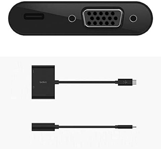 محول طاقة بيلكين USB-C إلى VGA بقدرة 60 واط - أسود