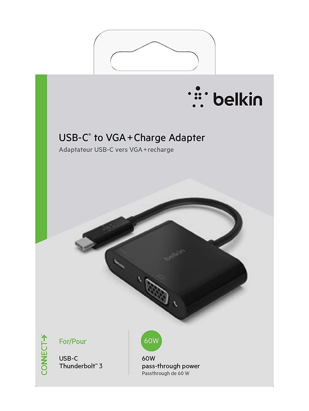 محول طاقة بيلكين USB-C إلى VGA بقدرة 60 واط - أسود