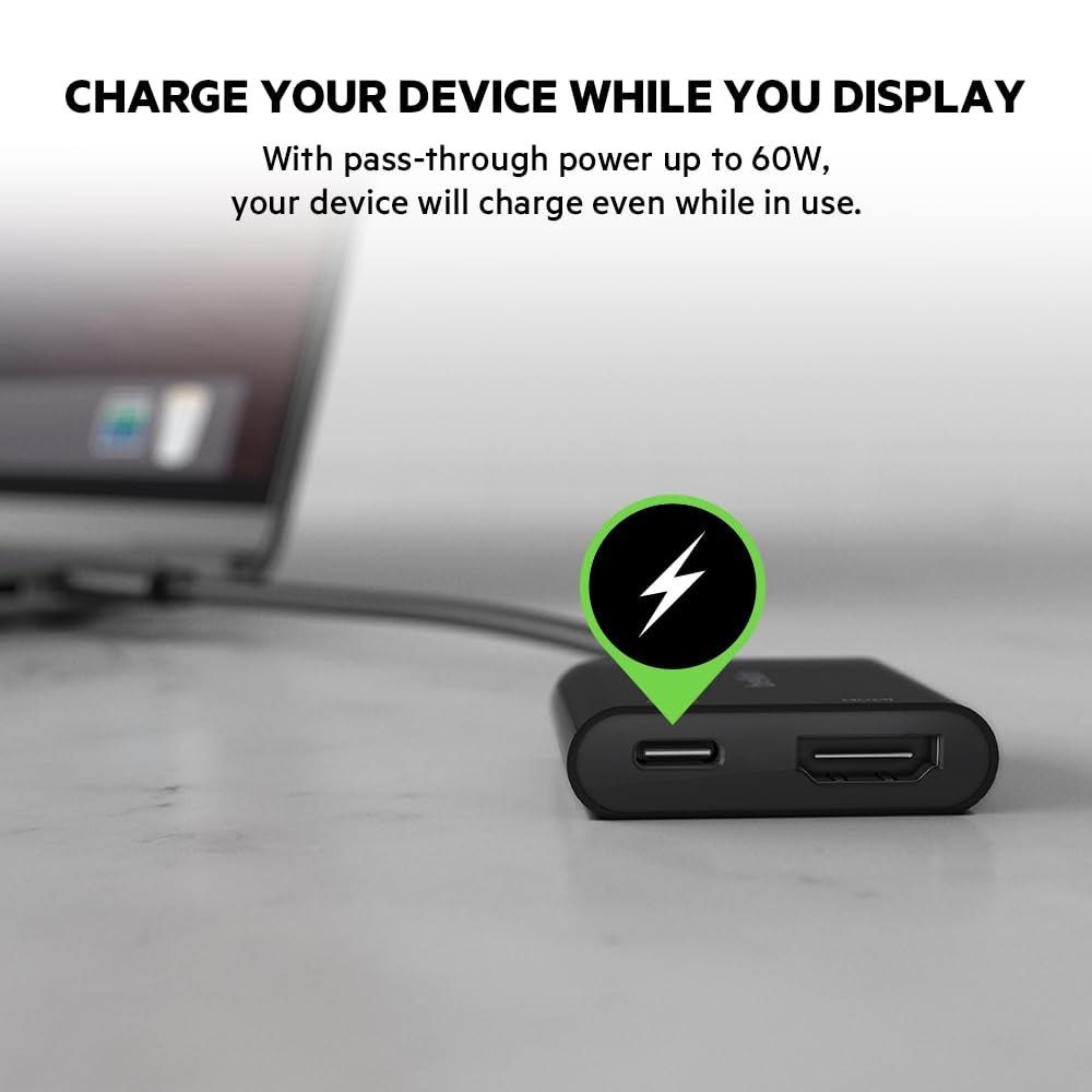 Belkin - Usb-C To Hdmi 60W Power Delivery - Black