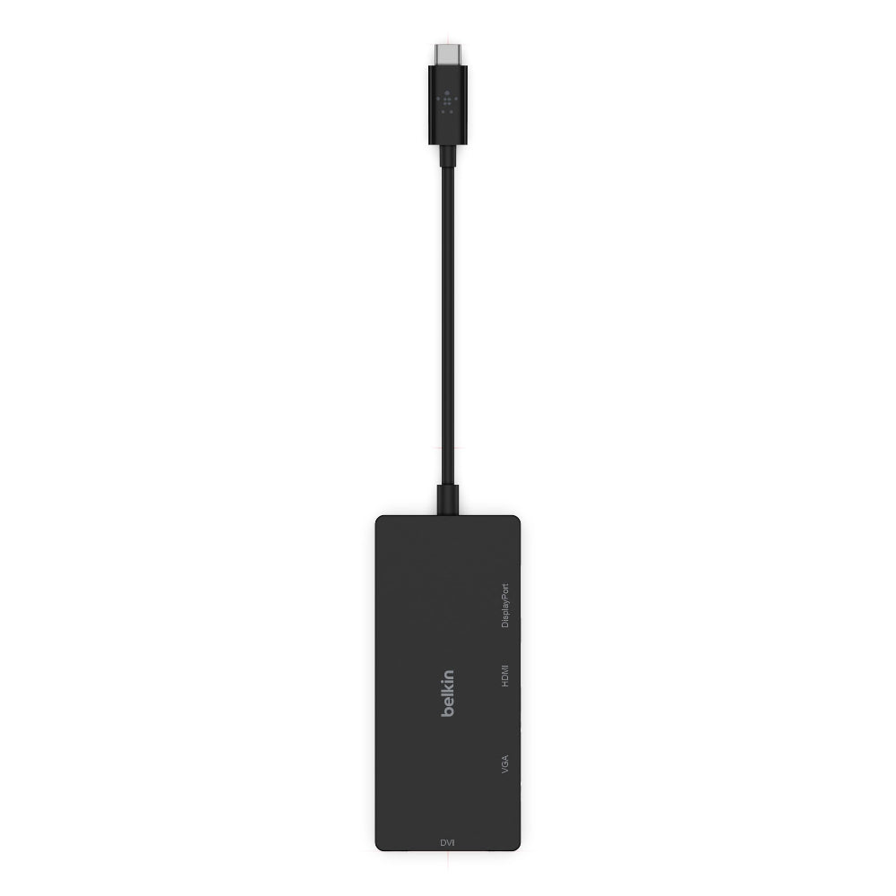 محول BELKIN من USB-C إلى HDMI وVGA وUSB-A وGigabit Ethernet وUSB-C PD (للنقل والشحن) - أسود