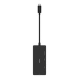 محول BELKIN من USB-C إلى HDMI وVGA وUSB-A وGigabit Ethernet وUSB-C PD (للنقل والشحن) - أسود