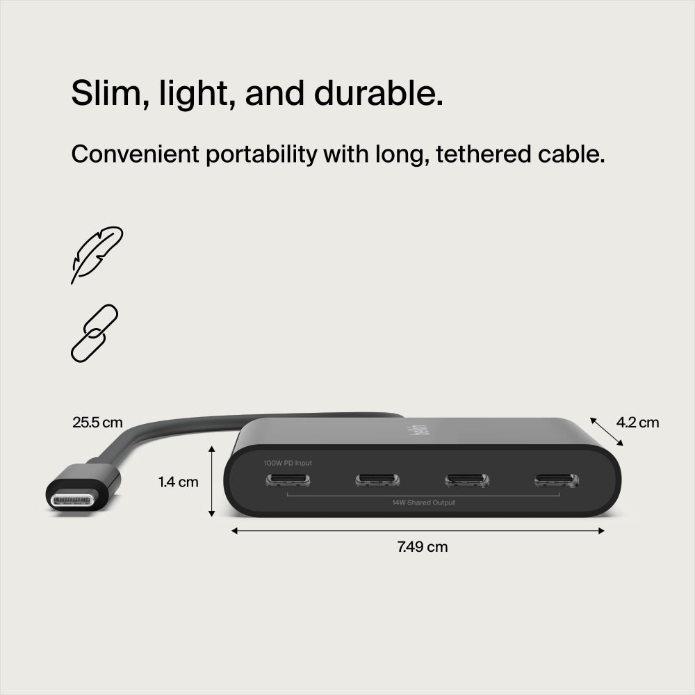 موزع منافذ USB-C من بيلكين إلى 4 منافذ USB-C - أسود