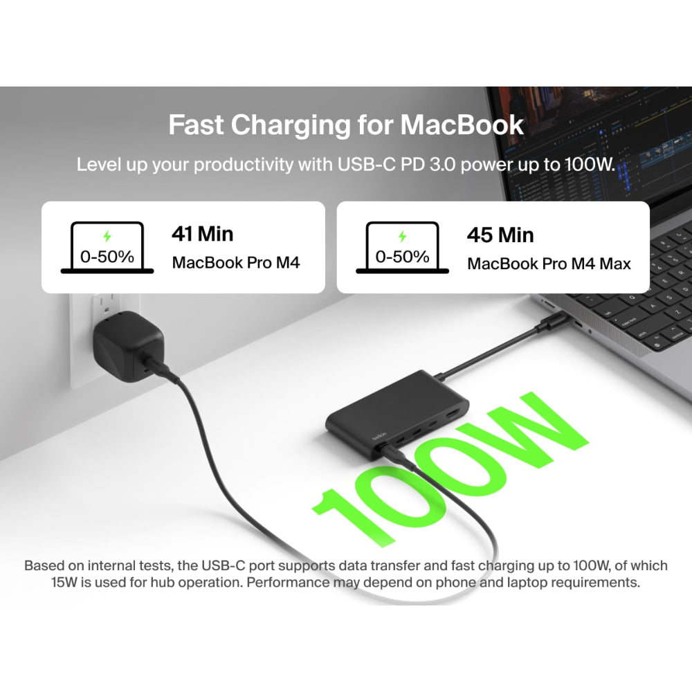 Belkin USB C Hub, 5-Port Hub w/ 4K HDMI Display @ 60Hz, 100W Power Delivery, Fast Data Transfer 10Gbps, USB C Multiport Adapter - Compatible with MacBook, iPad Pro, Chromebook, & More