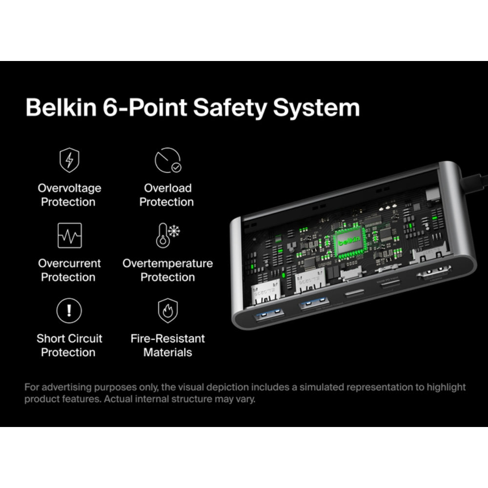 Belkin USB C Hub, 5-Port Hub w/ 4K HDMI Display @ 60Hz, 100W Power Delivery, Fast Data Transfer 5Gbps, USB C Multiport Adapter for MacBook, iPad Pro, Chromebook, & More - Upgraded HDMI 2.0 - Grey